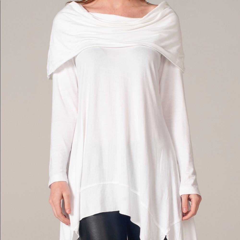 Cowl neck white tunic